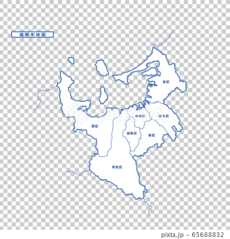 福岡市地図 シンプル白地図 市区町村のイラスト素材 6568