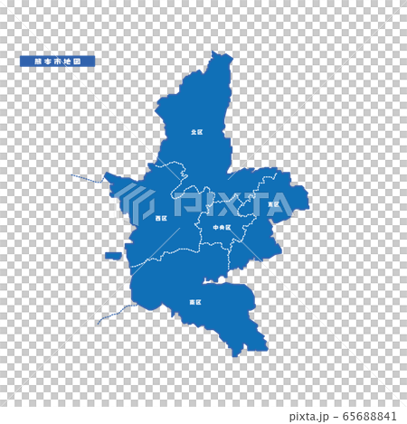 熊本市地図 シンプル青 市区町村 65688841
