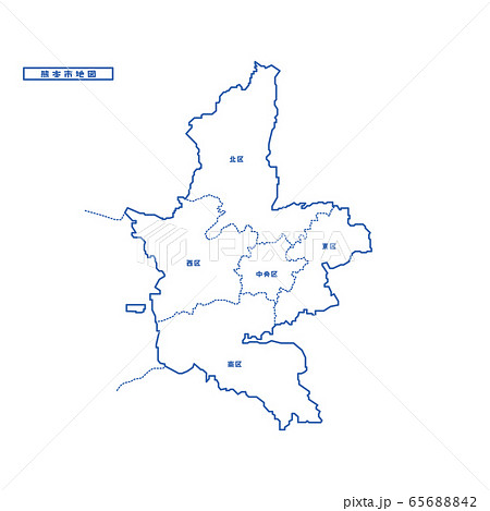 熊本市地図 シンプル白地図 市区町村のイラスト素材