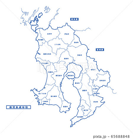 鹿児島県地図 シンプル白地図 市区町村
