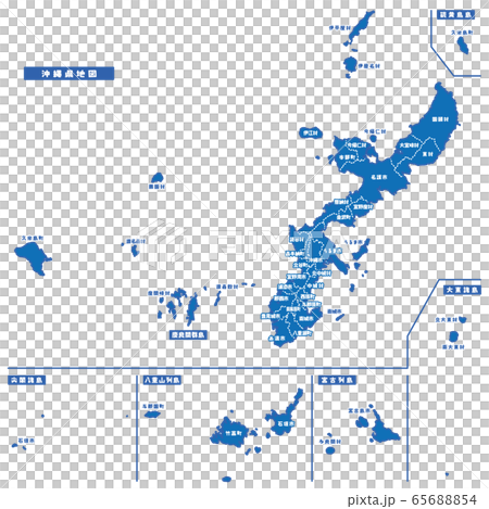 Okinawa prefecture map simple blue city 65688854