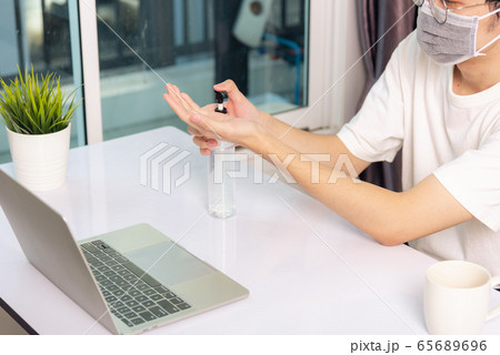 Business young man working from home office he Business young man working from home office he 65689696