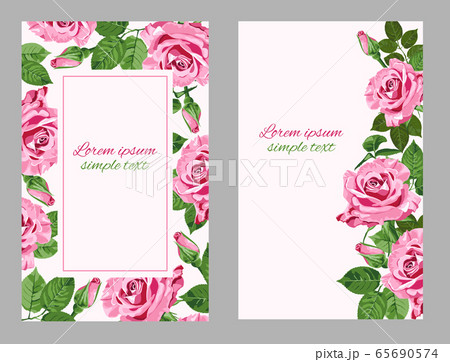 Bright pink roses greeting cards set Bright pink roses greeting cards set 65690574