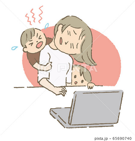 在宅勤務　子供　母親 65690740