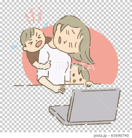 在宅勤務　子供　母親 65690740