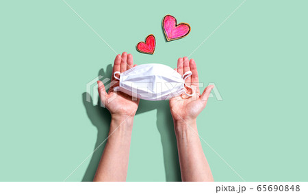 Medical worker appreciation theme with hearts and a mask 65690848