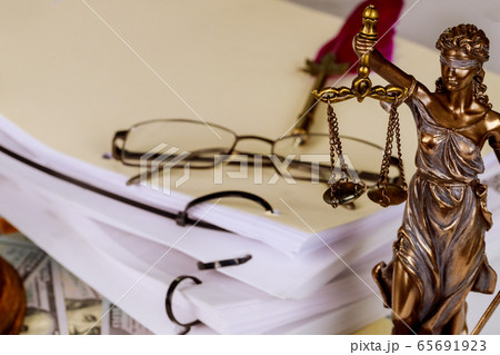 Statue of justice symbol on law office workplace Statue of justice symbol on law office workplace 65691923