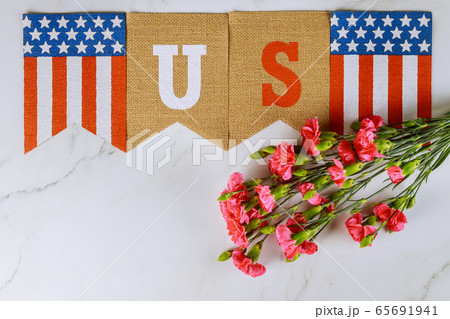 Memorial day, veterans celebration with American 65691941