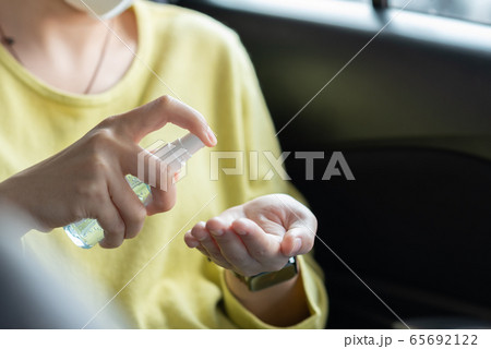 Close up Asian woman Passenger in yellow shirt 65692122