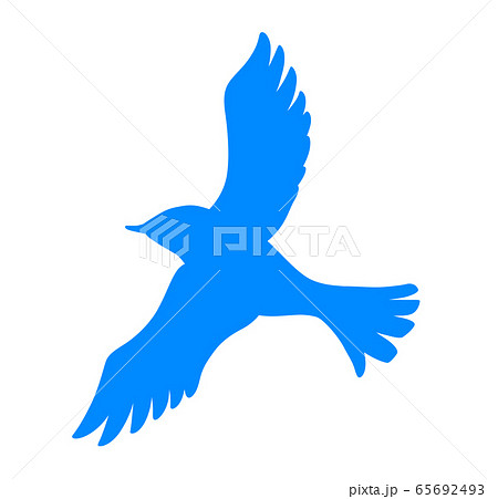 翼を広げた青い鳥 アイコンのイラスト素材