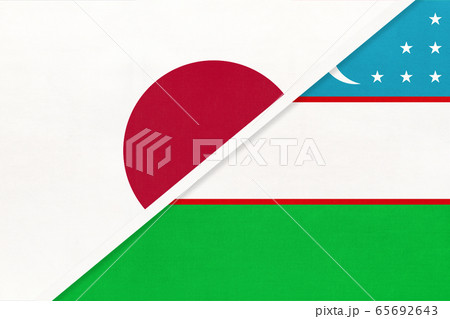 Japan and Uzbekistan, symbol of two national flags 65692643