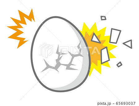 衝撃を受け割れる卵のイラスト素材