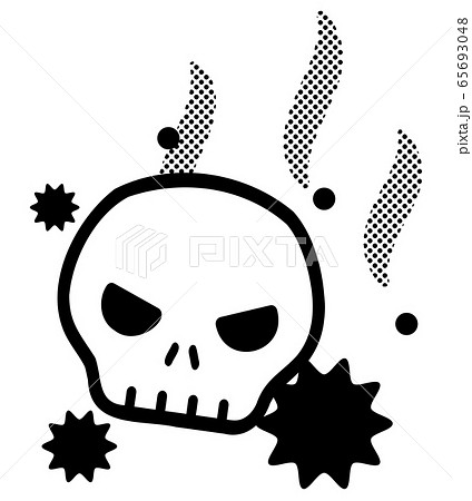 ウイルスとドクロマークのイラスト素材