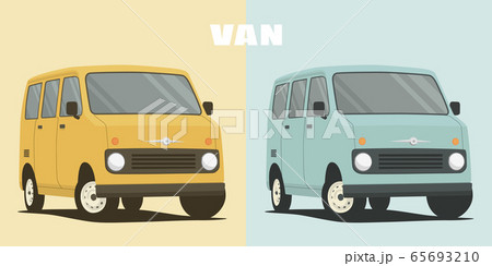 ミニバンのイラスト Van Car Flat Design Vector Illustratioのイラスト素材