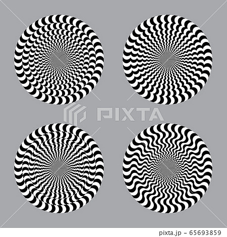 set of geometric optical illusion. white and black 65693859