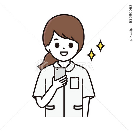 看護師 スマートフォン イラスト 65696062