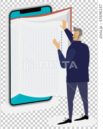 E-book electronic dictionary male search illustration vector 65696187