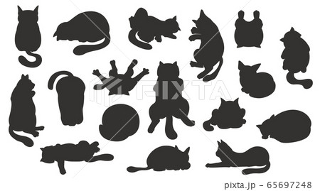Sleeping cats poses. Flat color simple style Sleeping cats poses. Flat color simple style 65697248