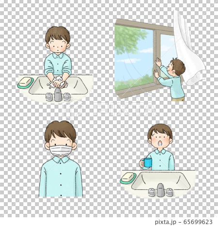 感染予防　うがい・手洗い・換気・マスク　セット（男子小学生） 65699623
