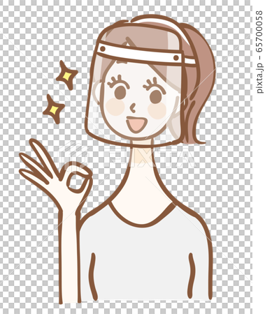 Female face shield OK sign Female face shield OK sign 65700058