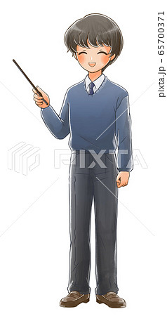 指示棒を持った笑顔の学生さんのイラスト2 65700371