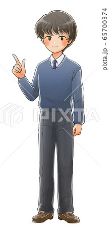 指を指す学生さんのイラスト2のイラスト素材