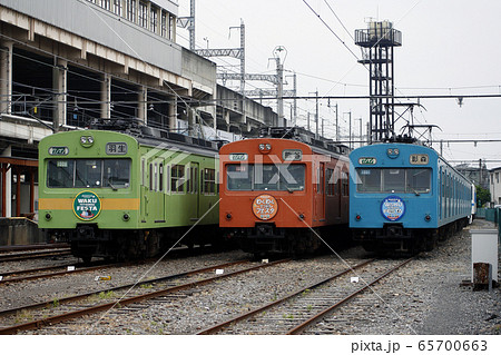 秩父鉄道1000系（国鉄101系3色並び）の写真素材 [65700663] - PIXTA