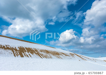 鳥取砂丘の雪景色 65700867