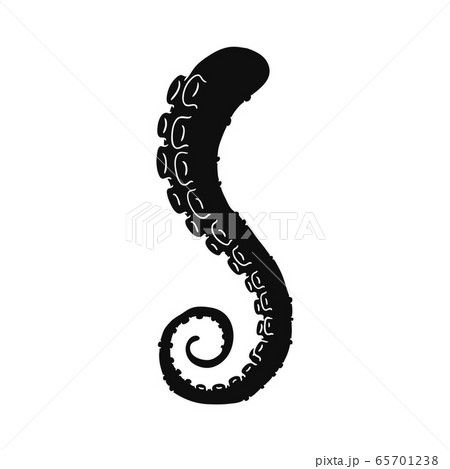 Separate octopus tentacle - isolated black silhouette on white background. Separate octopus tentacle - isolated black silhouette on white background. 65701238