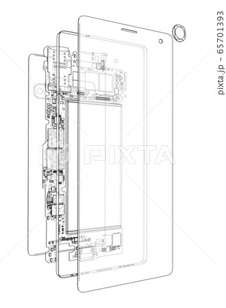 Disassembled smartphone concept outline. Vector 65701393