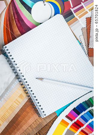 choice of materials, textures and colors for room renovation 65701824