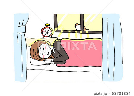 A Woman Oversleeping In The Morning And An Stock Illustration