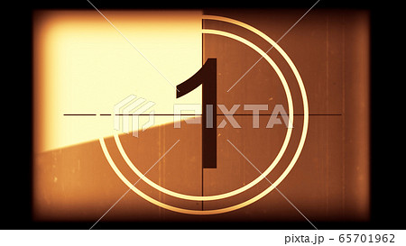 3D rendering of a monochrome old and grained universal countdown leader from 10 to 0 3D rendering of a monochrome old and grained universal countdown leader from 10 to 0 65701962