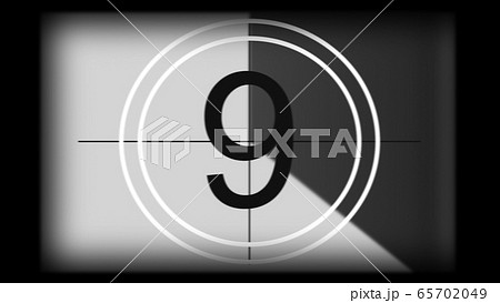 3D rendering of a monochrome universal countdown film leader. Countdown clock from 10 to 0 3D rendering of a monochrome universal countdown film leader. Countdown clock from 10 to 0 65702049