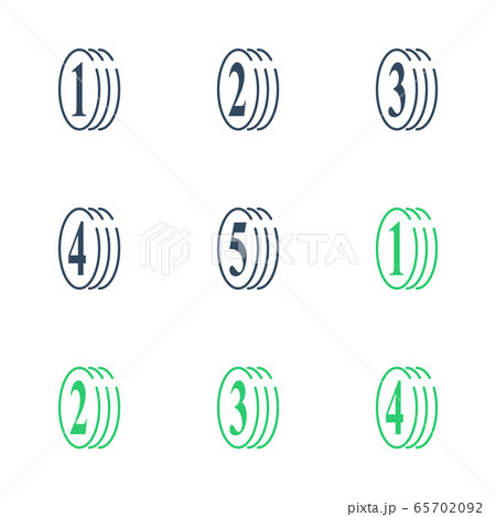 One or five year warranty sign, number two in circle, round three symbol, durable product 65702092