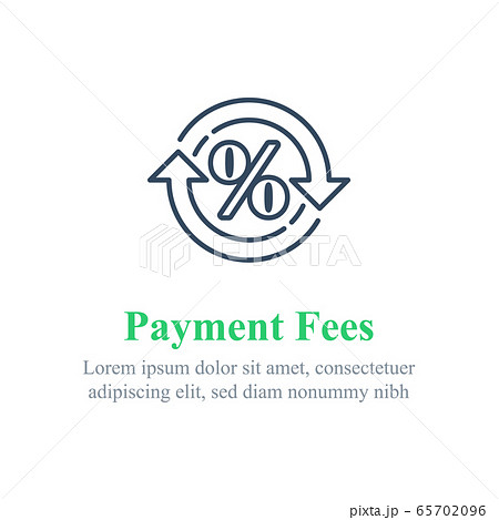 Currency exchange fees, financial services, percentage sign in circle arrow 65702096