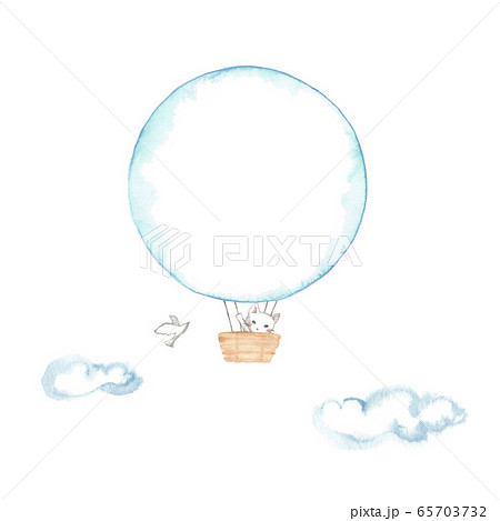 気球に乗った子猫 球体のイラスト素材
