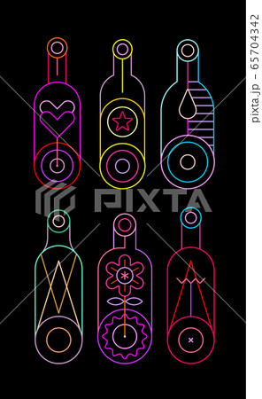 Neon Wine Bottles Neon Wine Bottles 65704342