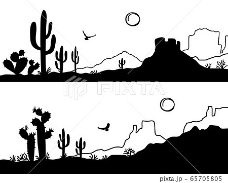 Desert Landscape With Cactuses Arizona Desertのイラスト素材