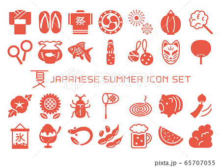 日本の夏　アイコン素材セット 65707055