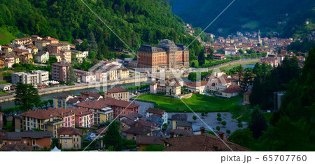 San Pellegrino Terme seen from above of the spa San Pellegrino Terme seen from above of the spa 65707760