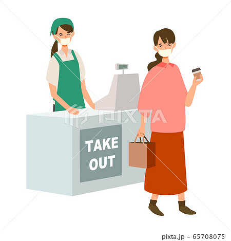【新しい生活様式】テイクアウトで飲食物を購入する女性 65708075