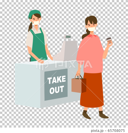 【新しい生活様式】テイクアウトで飲食物を購入する女性 65708075