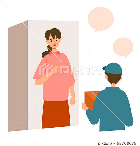 【新しい生活様式】デリバリー、ネット通販を利用する女性。 65708079