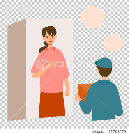 【新しい生活様式】デリバリー、ネット通販を利用する女性。 65708079