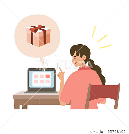 【新しい生活様式】インターネットで買い物をする女性 65708102