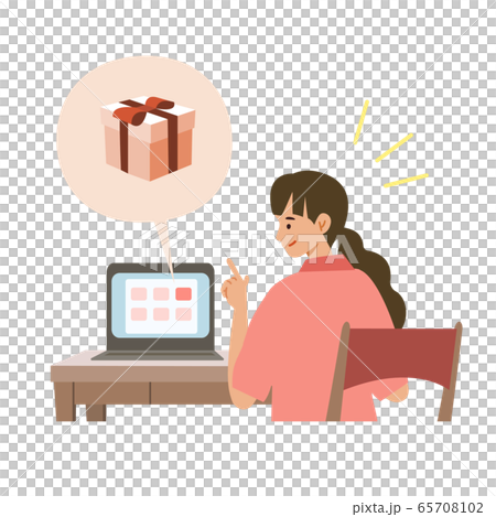 【新しい生活様式】インターネットで買い物をする女性 65708102