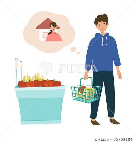 【新しい生活様式】一人で買い物をする男性 65708104