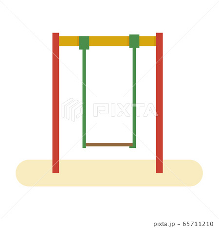 Kids playground element swing. Front view. Vector 65711210