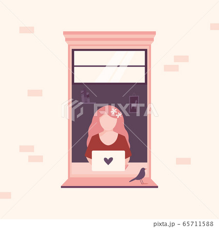 Young freelancer woman working remotely from home 65711588